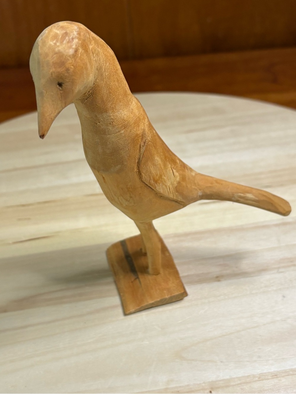Carved bird  hand-painted and made of wood. Signed by Carl Mckensly, 10-11-86
